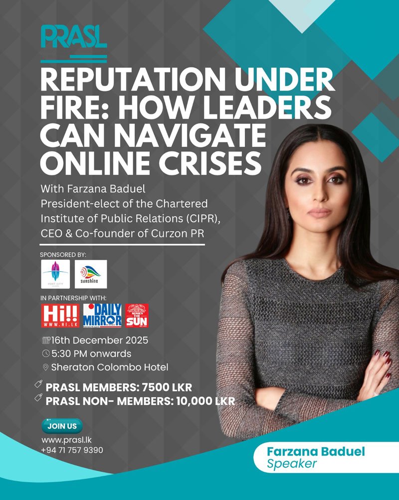 PRASL Presents “Reputation Under Fire: How Leaders Can Navigate Online Crises” with Global PR Leader Farzana Baduel