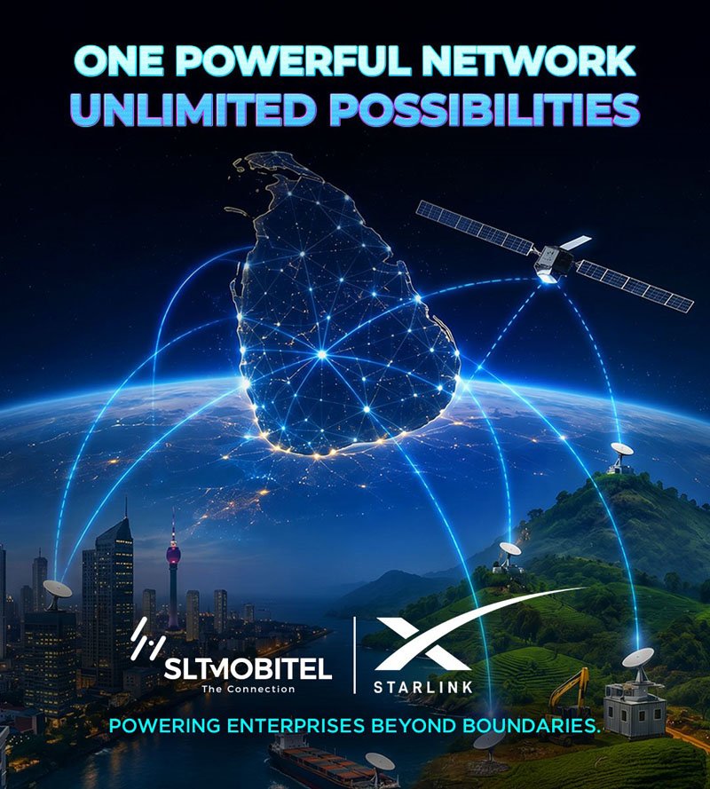 SLT-MOBITEL මෙරට සමාගම් සහ සුළු හා මධ්‍යම පරිමාණ ව්‍යාපාර වෙත නවීනතම අන්තර්ජාල සම්බන්ධතා පිරිනැමීම සඳහා Starlink සමඟ හවුල්කාරීත්ව ගිවිසුමක් අත්සන් තබයි