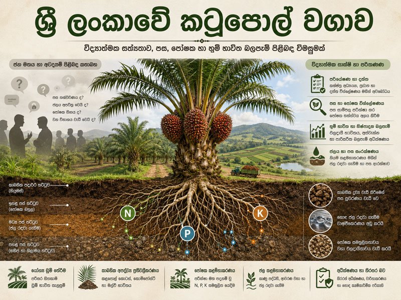 විද්‍යාත්මක සත්‍යතාව සහ මහජන මතය, ශ්‍රී ලංකාවේ කටුපොල් (ඔයිල් පාම්) වගාවේ පස, පෝෂක, හා භූමි භාවිත බලපෑම් පිලිබඳ විමසුමක්