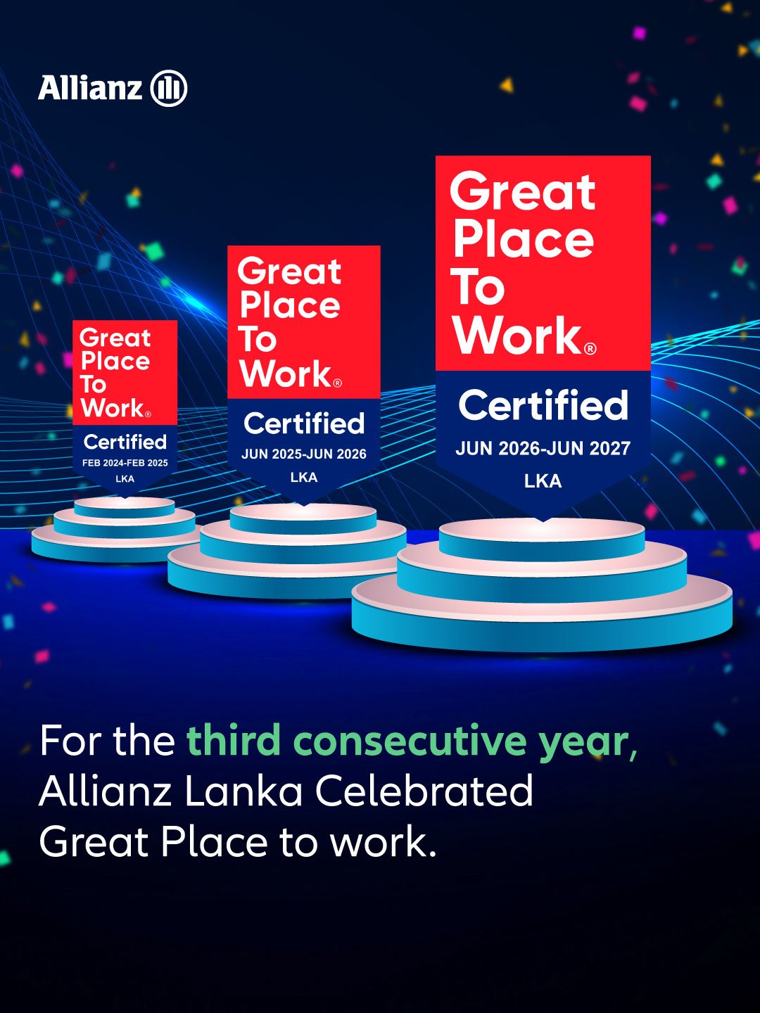 Allianz Lanka Certified as a Great Place to Work® for the Third Consecutive Year